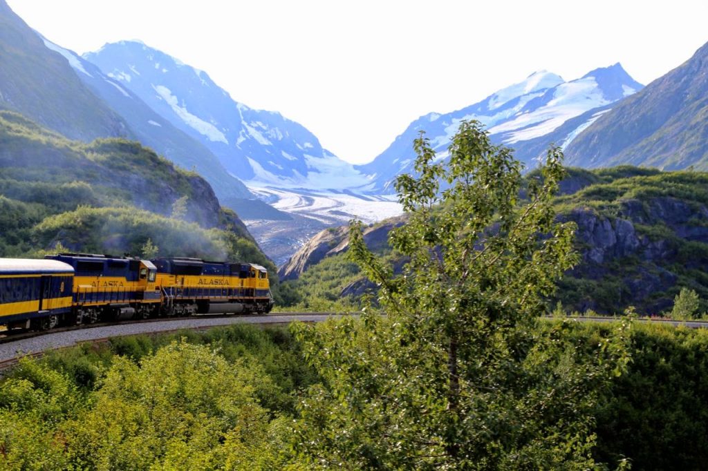The Alaskan Railway train on the way to Seward, Alaska