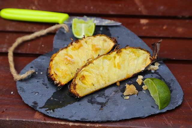 Grilled pineapple spears with lime and palm sugar recipe
