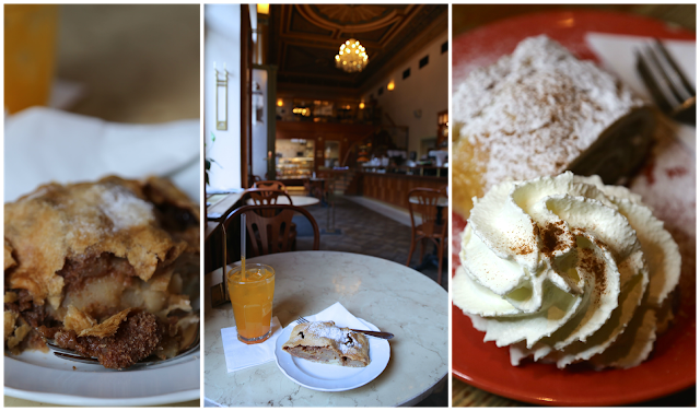 Apple strudel, Prague, Savoy cafe,