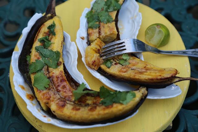 BBQ plantain with chilli butter, lime and coriander