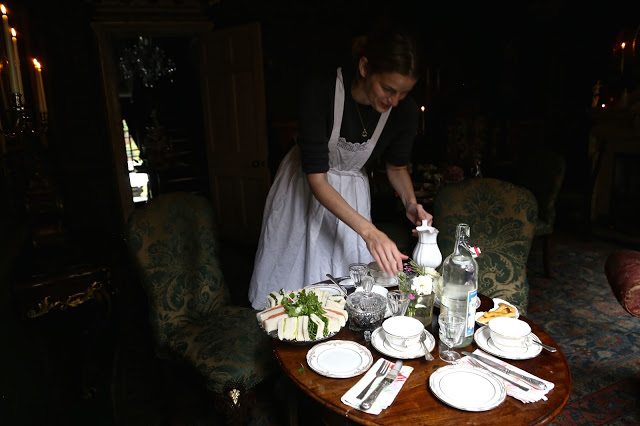 Maid servant at MsMarmitelover's 18th century tea party at Dennis Severs house, 18 Folgate St, Spitalfields, london,
