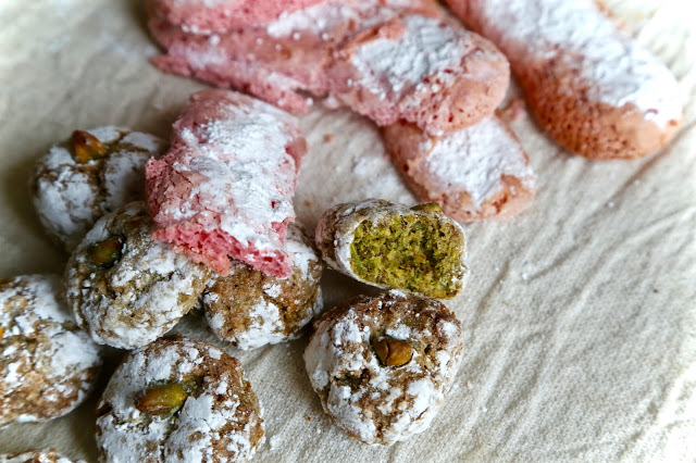 wine biscuits: biscuits roses de reims and pistachio cantuccini