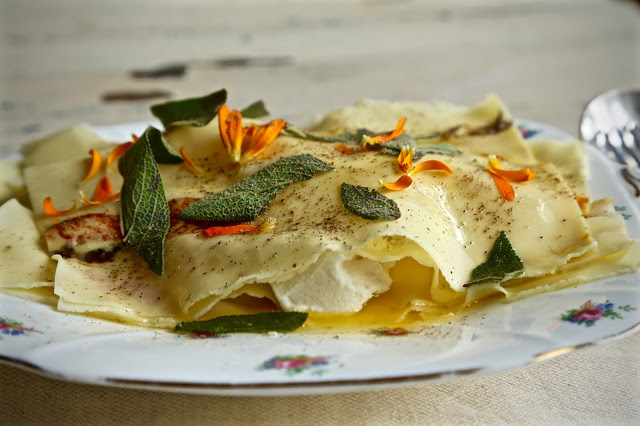 Fresh flower pasta with ricotta and sage butter recipe