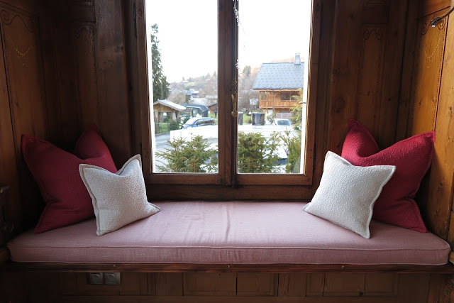 window seat, villa rose hotel, samoens, Alps, France