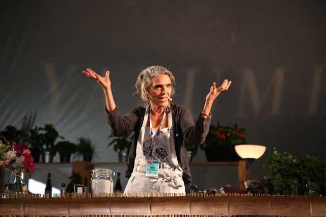 Lula Pena talking about Portuguese food and music. Womad.