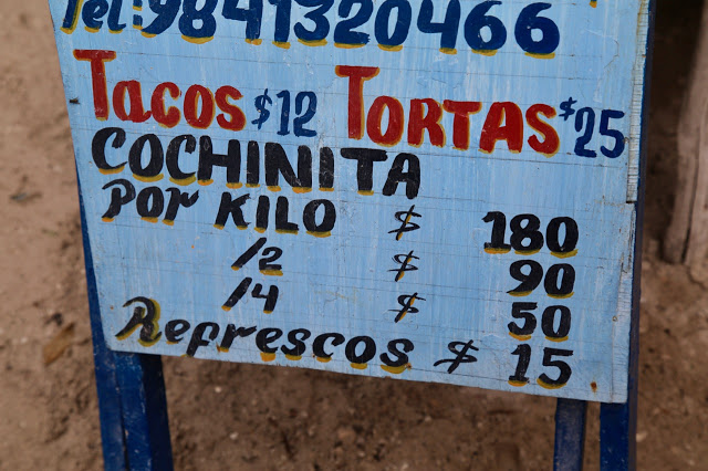 cochinita prices,  holbox,yucatan, mexico