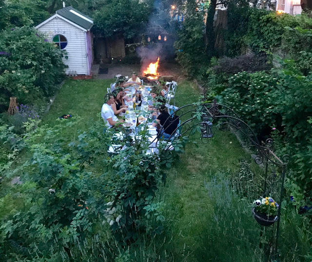 Got a bonfire going:  3rd annual Swedish midsummer supper club with msmarmitelover and Linn Soderstrom in London