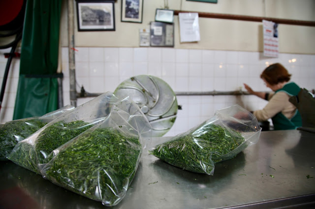 Portuguese kale for caldo verde, sold shredded in bags at the market, Funchal, Madeira,  pic: Kerstin Rodgers/msmarmitelover