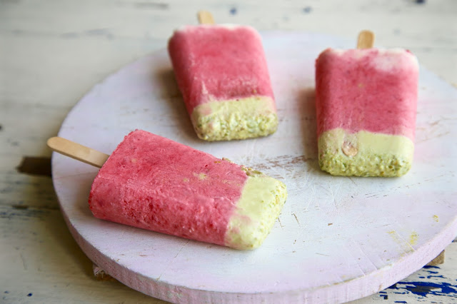 strawberry and pistachio creamsicles