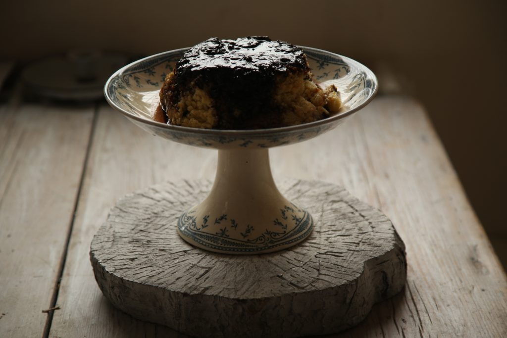 blackcurrant and liquorice steamed pudding pic: Kerstin rodgers/msmarmitelover.com