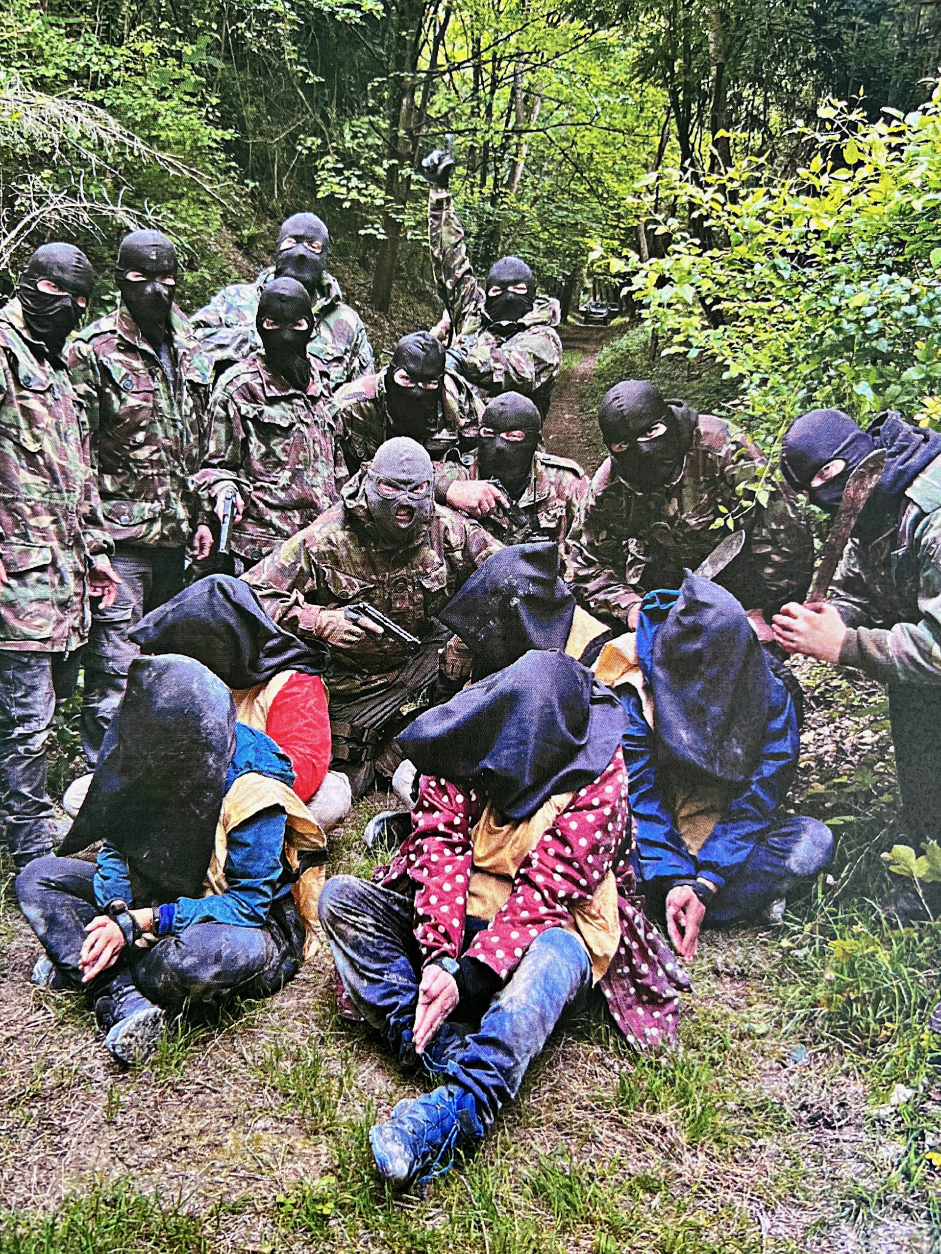 Hostile environment training. Me in front with our kidnappers. 